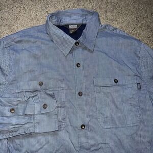 Outdoor Research Onward Long Sleeve Shirt Men L Blue Check Stretch Lined